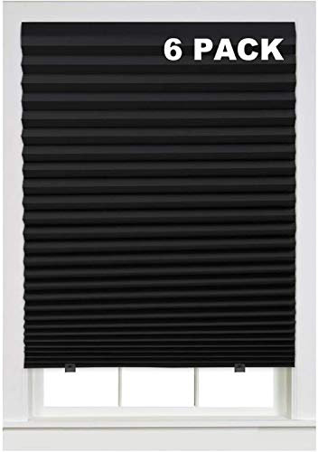 Lichtfilter Temporäre Jalousien Schnurlose Jalousien Plissee Plissee Shade Shade Einfach Zu Schneiden Und Zu Installieren, 36 B X 72 L - 6 Pack, Mit 12 Clips (Schwarz,6X 90x180 cm)