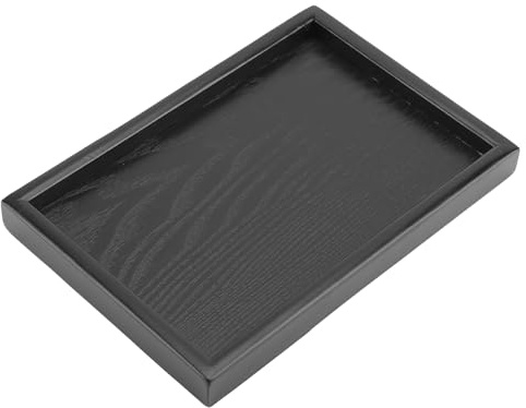 Plateau de Service Rectangulaire en Bois Noir, Antidérapant, pour Thé, Café, Nourriture, Maison, Restaurants, 22 x 15 cm