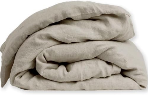 LNT France – Housse de Couette 100% Lin Lavé – Douce, Respirante et Thermorégulatrice – Fermeture Bouteille – Lavable en Machine – Linge de Lit Haut de Gamme (Sable, 220x240)