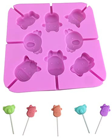 Cake Pop Mould Silicone Cartoon Animals Lollipop Baking Mold for Cake Jelly Chocolate Kitchen (Random Colour)