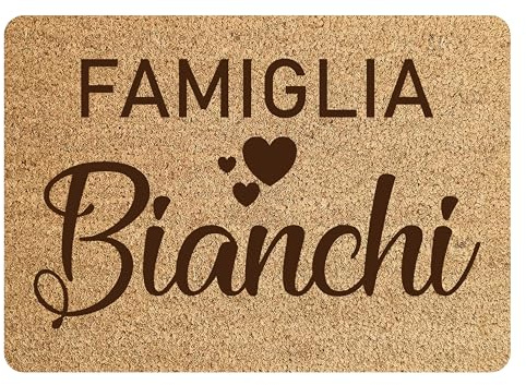 Colorfamily Zerbino Personalizzato con Nome Famiglia - Tappeto Ingresso Casa Su Misura 60x40 cm - Antiscivolo e Resistente - Idea Regalo Originale per Casa Nuova, Matrimonio o Anniversario