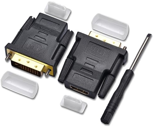 QimKero DVI to HDMI, Bidirectional DVI to HDMI, Male to Female Adapter 2-Pack，(24+1) Adapter with Gold-Plated Support 1080P，for Computer, Monitor, Projector, TV, PS3/4/5 Nintendo Switch and More