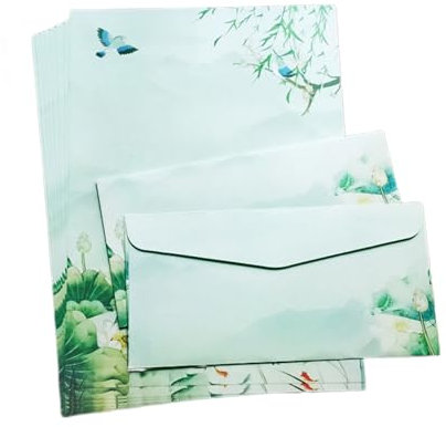 Briefpapier, druckerfreundlich, traditionelles Briefpapier und Umschläge, Set mit 8 x Briefpapier mit 4 x Umschlägen, Schreibwarenpapier und Umschläge, Set, Farbe beidseitig, Briefpapier, Geschenk