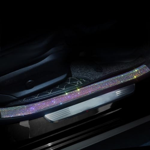 Torcarvh Car Door Sill Protector with Bling Rhinestones 2PCS Edge Guard Scuff Cover Anti-Scratch Strip Sticker for Car 7CM x 60CM (Colorful)