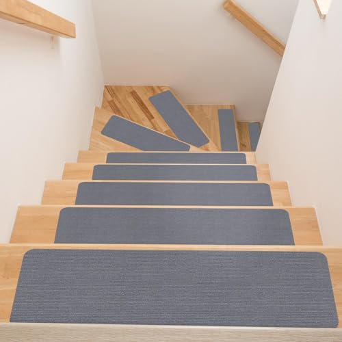 ANRO Alfombra para escalones, autoadhesiva, para interiores, alfombra para escaleras, antideslizante, 150 x 25 cm, color gris