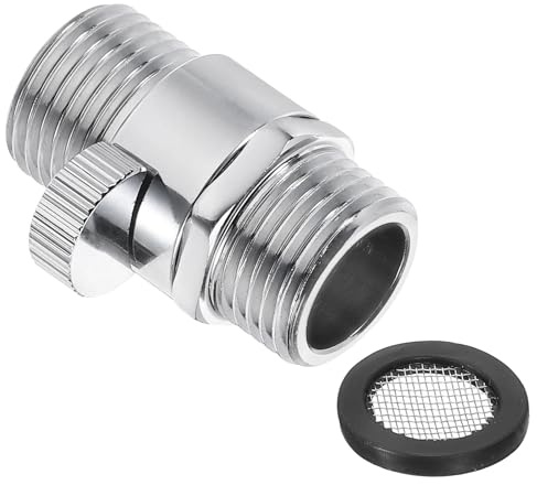 sourcing map Water Flow Control Valve, 1 PCS Shower Head Shut Off Valve, Brass Water Pressure Regulator with Handle Level for Shower Head or Bidet Spray (Silver)