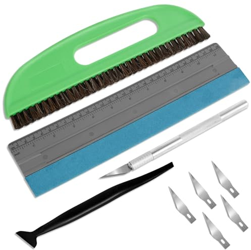 Wallpaper Smoothing Tool Kit Wallpaper Tool Set with Brush Knife Blades Scale Scraper and Trimmer Reusable Peel and Stick Wallpaper Tools for Applying Wallpaper