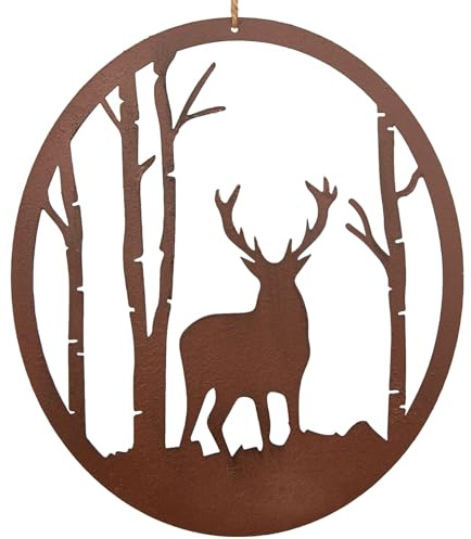 Logbuch-Verlag Hirsch Türkranz Weihnachten Winter Deko rost braun Fenster Weihnachtsdekoration 26 x 30 cm