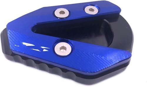 Motorradständer Motorrad Seitenständer Puck Motorräder Für Yamaha YZFR6 YZF R6 YZFR6 2017-2019 Motorrad CNC Kickstand Fuß Seitenständer Verlängerungspolster Stützplatte(Blau)