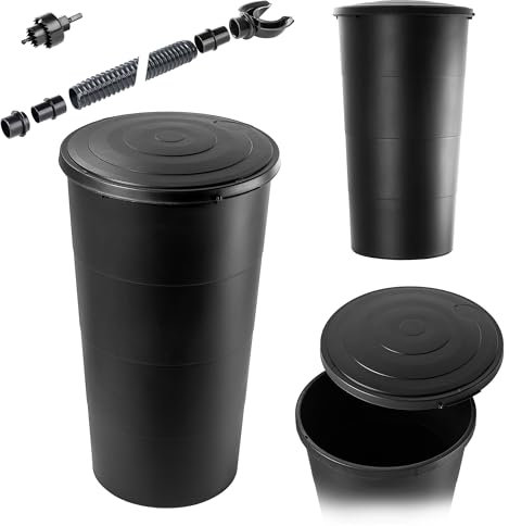 KADAX Botte per acqua piovana da 200 l, con coperchio, in plastica, serbatoio per acqua piovana da 200 litri, serbatoio per acqua piovana, serbatoio per acqua piovana (antracite)