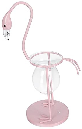 Garneck Flamingo Glas-vase Für Hydrokultur Mit Metallrahmen Kreative Desktop-Dekoration Für Büro Wohnzimmer Und Pflanzenanzeige Langlebiges Transparentes Glas Moderne Schlichte Eyecatcher