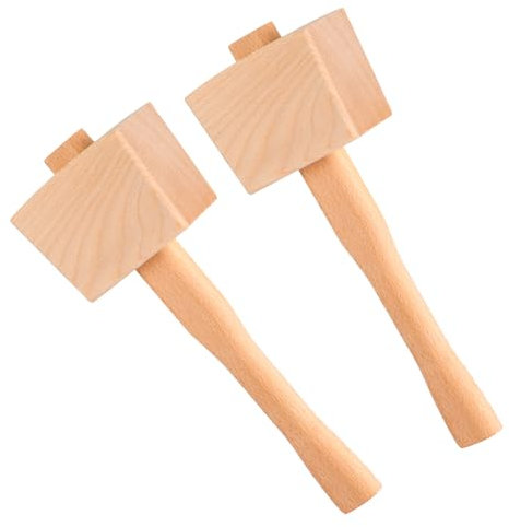 Mazo de madera, 2 unidades de 9.5 pulgadas, martillo manual de madera maciza para carpintería, tallado de madera, trabajo de cuero