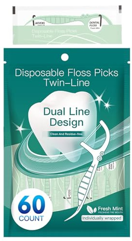 Dentall Floss Sticks – Filo interdentale per denti | Mini filo interdentale portatile a doppio filo | Strumento efficiente per la rimozione della placca dentale per una facile pulizia tra i denti, per