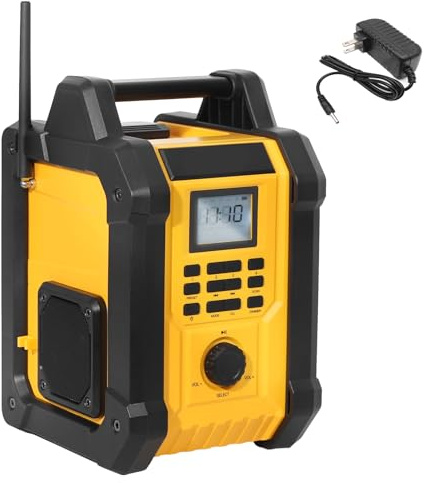 Mellif Construction Site Radio Speaker, Compatible with DeWalt 20V MAX Battery, IPX54 Waterproof Portable Wireless Stereo, Strong Signal Reception, AM/FM, TWS, 100ft Range, AC/DC Operated (Only