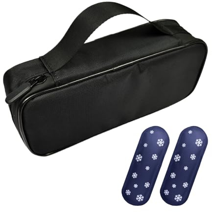 klyrith Borsa termica per insulina con 2 lavagne di raffreddamento, borsa isolata per diabetici, penna per insulina e altri accessori per farmaci, borsa di emergenza portatile da viaggio, Nero , M