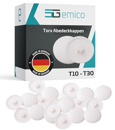 emico Kappen für Torx-Schrauben T25 - Weiß - 100 Stück - Abdeckkappen aus flexiblem LDPE - Rückstandsfrei & passgenau - Ideal für EIN sauberes Erscheinungsbild & sicheren Schutz