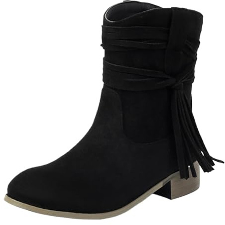 CHICMARK Stövletter med fransar | 17 cm skafthöjd | 3 cm klack | slip-design
