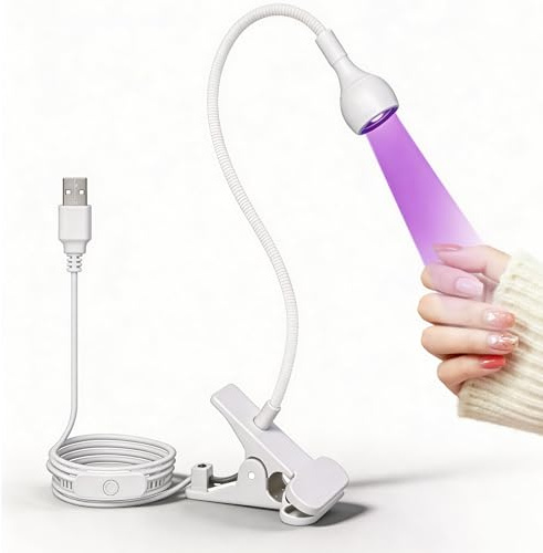Lampada UV LED Unghie,Lampada Unghie con testa rotante a 360 gradi con Clip,Mini Lampada UV Portatile per Unghie UV per Unghie in Gel,con USB,Bianco