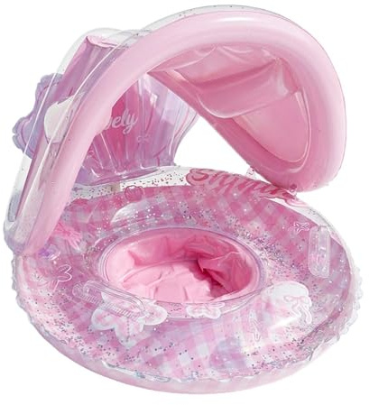 Bouee Bebe avec PareSoleil, Cute Flotteur Bebe Piscine, Siège De Natation Gonflable pour Fille 6 Mois