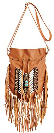 BohoBags Official Beige Boho Tasche | Echtes Leder | Fransen börse | Böhmische Taschen | Hobo Tote Handtasche, Hellbraun, EinheitsgröÃŸe