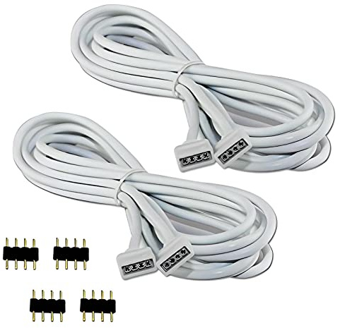 COOLWEST 2er-Pack 2M Verlängerung Anschluss Kabel für LED RGB-Strip 4 pin, Verbinder, geeignet für LED RGB Leiste Streifen