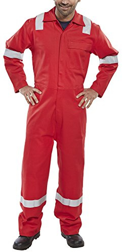 Designer Overall, schwer entflammbar, nordisches Muster, rot, 36