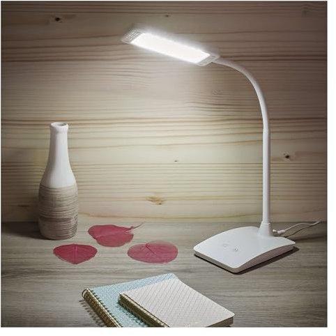 EMOS LED Tischlampe EDDY 6 Watt, max. Helligkeit 480 lm, einstellbare Lichtfarbe 3000 K/4500 K/6800 K, Lebensdauer 30000 Stunden, weiß, Ra>83