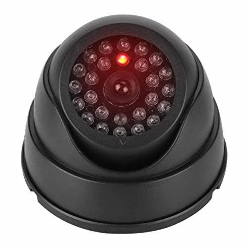 JUSTOP Dome Dummy CCTV Camera Outdoor/Indoor Waterproof With Reality LED Light Fake CCTV Cam - Black (1 Pack)