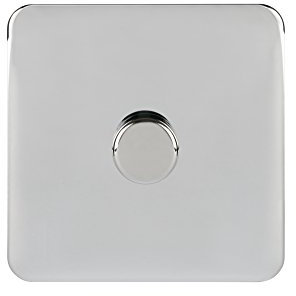 Schneider Electric Lisse Screwless Deco - Single Universal 2 Way Dimmer Light Switch, 400 W/VA, GGBL6012CPCS, Polished Chrome