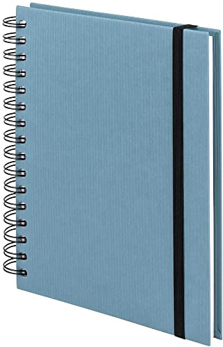 Rössler SOHO Notizbuch A5 blanko mit Gummizug | Spiralnotizbuch | Notebook A5 | Bullet Journal A5 | A5 Notizbuch | Notizbuch blanko | Kladde in DIN A5 | 1 Stück | Farbe: Blau | Denim | Spiralnotizbuch mit Gummizug für Notizen, Skizzen, Bullet Journaling, Ideen und Planung