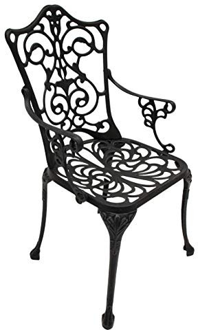 DEGAMO Gartensessel Lugano in Jugendstil Optik aus Aluguss, grau-antik, wetterfest, Outdoor