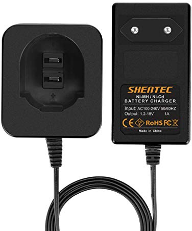 Shentec Chargeur de Ni-MH/Ni-CD Compatible avec Batterie Dewalt 7.2V 9.6V 12V 14.4V 18V Style Pod Pod,Batteries Black and Decker PS120,PS130