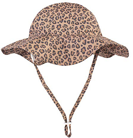 Hudson Baby Unisex Baby Sun Protection Hat, Brown Leopard, 6-18 Months