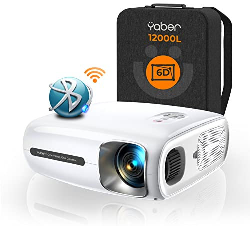 Vidéoprojecteur WiFi Bluetooth YABER Pro V7 Full HD 1080P, 300 ISO Lumens Projecteur 4k Supporte 6D Correction Auto de la Distorsion Trapézoïdale et 4P/4D, Retroprojecteur pour Phone