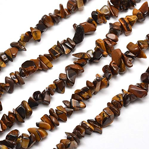 Kitbeads 200–230 Stück unregelmäßige Tigeraugen-Heilperlen, natürliche Edelsteine, Bernsteinperlen, gelbes Tigerauge, Splitterperlen für Schmuckherstellung