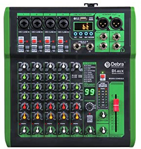 D Debra 6-Channel Audio Mixer, 99 DSP Effects, USB/MP3 Input, 48V Phantom Power, Great for DJ, Karaoke, Home Studio (DI-6UX)