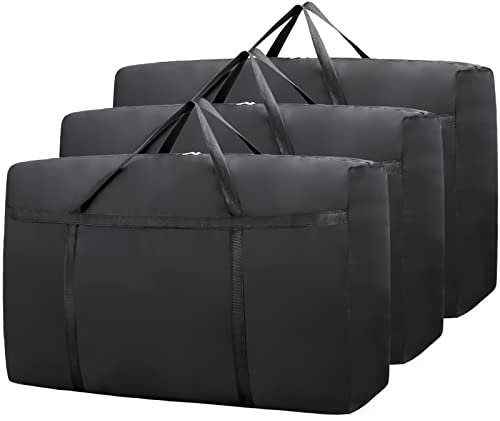 Camptopsy 3 pack 150L aufbewahrungstasche groß tasche verdicktes Oxford-Tuch,Verstärkter Griff und robuster Reißverschluss für bettdecken kleidung Decke, Kissen und Bettwäsche (100 x 56x 27cm)
