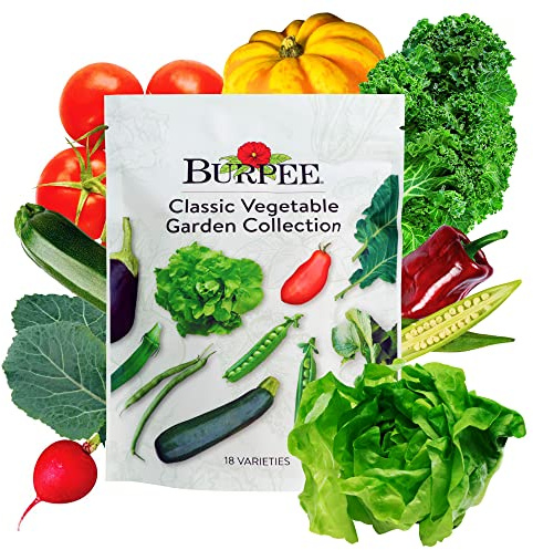 Burpee Heirloom Vegetable Seeds - 15,000+ Seeds - Beans, Beets, Cauliflower, Celery, Collards, Cucumber, Eggplant, Kale, Lettuce, Okra, Onion, Pea, Sweet Pepper, Radish, Squash, Tomato, Turnip