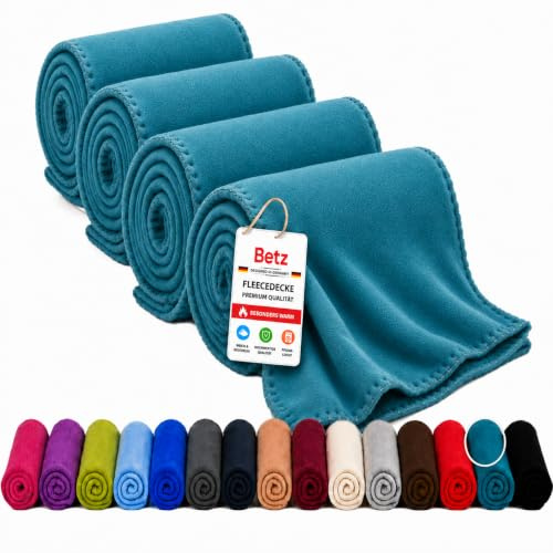 Betz Fleecedecke 4 Stück 130x170 cm 180g/m² – Weiche Wohndecke & Kuscheldecke – Flauschige Sofadecke als Tagesdecke – Leicht, wärmend & pflegeleicht – Farbe Petrol