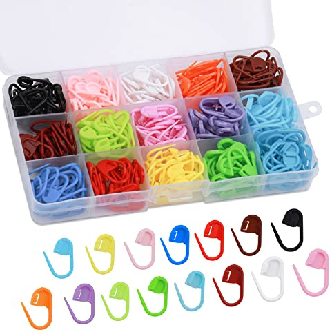 Benlay 300 Stück Strickmarker, 15 Farben Markierungen Häkeln | Maschenmarkierer Zum Stricken Und Häkeln, DIY-Bastelschnallenmarker