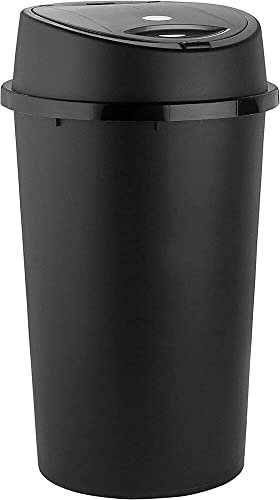 TACINO® 50L Touch Bin Recycling Bin Touch Top Lid for Home, Garden, Office, School, Kitchen, and Bathroom, 50 Litre Waste Dustbin Black