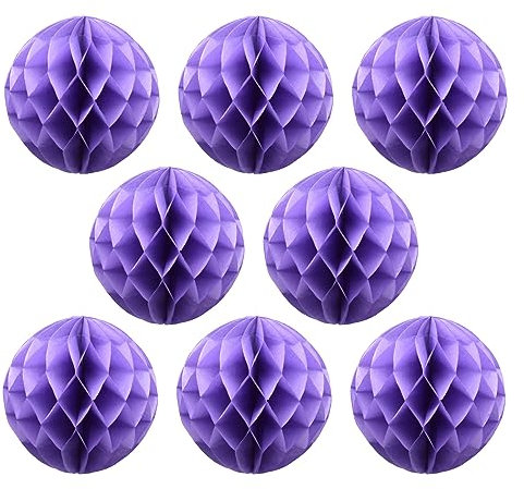 Ruidee 8 bolas de papel de panal de abeja, bolas de papel de seda, decoración de fondo de fiesta para bodas, fiestas de cumpleaños, baby showers (8 pulgadas/morado claro)