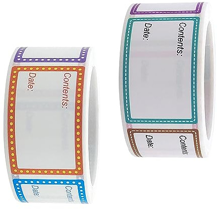 SJJJS 2 Rollen x 1000 Stück (25 x 40 mm) selbstklebende Etiketten zum Einfrieren von Lebensmitteln, Universaletiketten für Lebensmitteldaten, Marmeladengläser, für Küchen, Restaurants