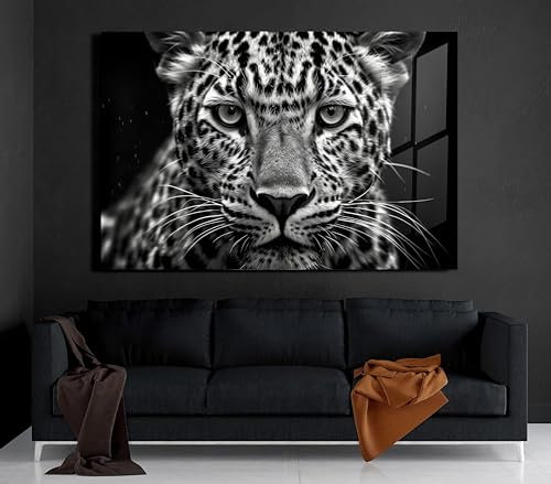Premium Wandbild aus Acrylglas oder Aluminiumverbund - KEIN LEINWANDBILD - modern Wandbilder XXL Tieraufnahmen Wanddekoration Design Wand Bild Abstrakt (Leopard 06, Acrylglas 120x80cm)