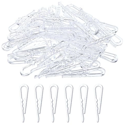 QUARKZMAN 200uds Duradero Plástico Cocodrilo Clips, 1,97 Pulgadas U-Forma Transparente Camisa Clip Ropa Pinzas con Dientes para Doblar Corbatas, Pantalones, Calcetines, Prendas
