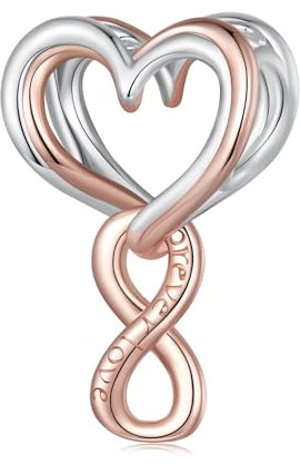 NewL Rose Charm für Armband 925 Sterling Silber Kreuz Eiffelturm baumeln Charm mit Weißgold vergoldet, Sterling-Silber