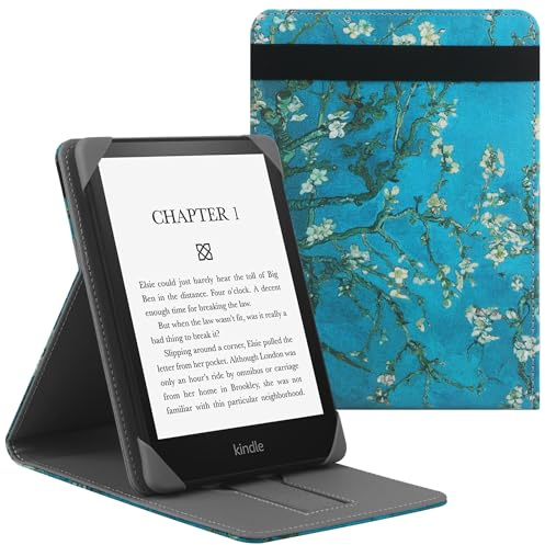 HoYiXi Funda Universal para de 7 Pulgada Kindle Paperwhite 2024 Ereader Compatible6-6.8 Paperwhite/Sony Kobo Clara HD&2E/Pocketbook/Tolino con Soporte Plegable Cover Case,Flor