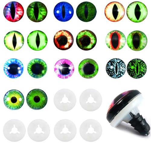 TOAOB 20pcs 20mm Safety Eyes Doll Glow in the Dark Dragon Eyes with Washers | Crafting Crochet, Plush Stuffed Animals, Craft Eyes