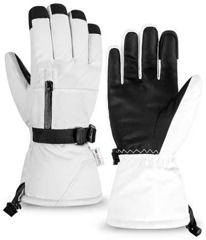 QKURT Guantes de Esquí, Guantes de Invierno Cálidos para la Nieve Hombres Mujeres Guantes de Clima frío para Trineo Snowboard Patinaje Ciclismo y Actividades al Aire Libre