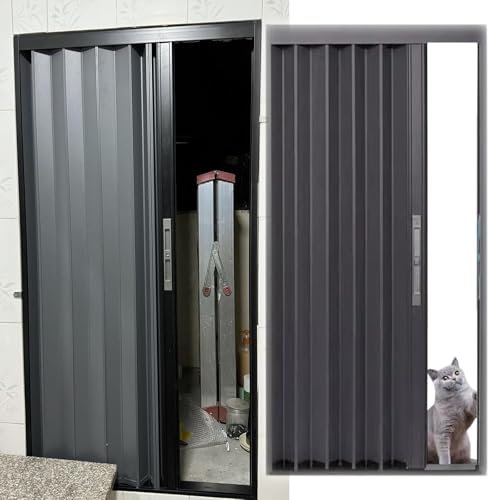 SAFWELAU Closet Sliding Door Internal Doors Locking Sliding Door with Hardware Kit, Invisible Folding Accordion Door for Bedroom Room Living Room Doorway, Custom Size(WxH 77x90in/193.5x228.6cm)